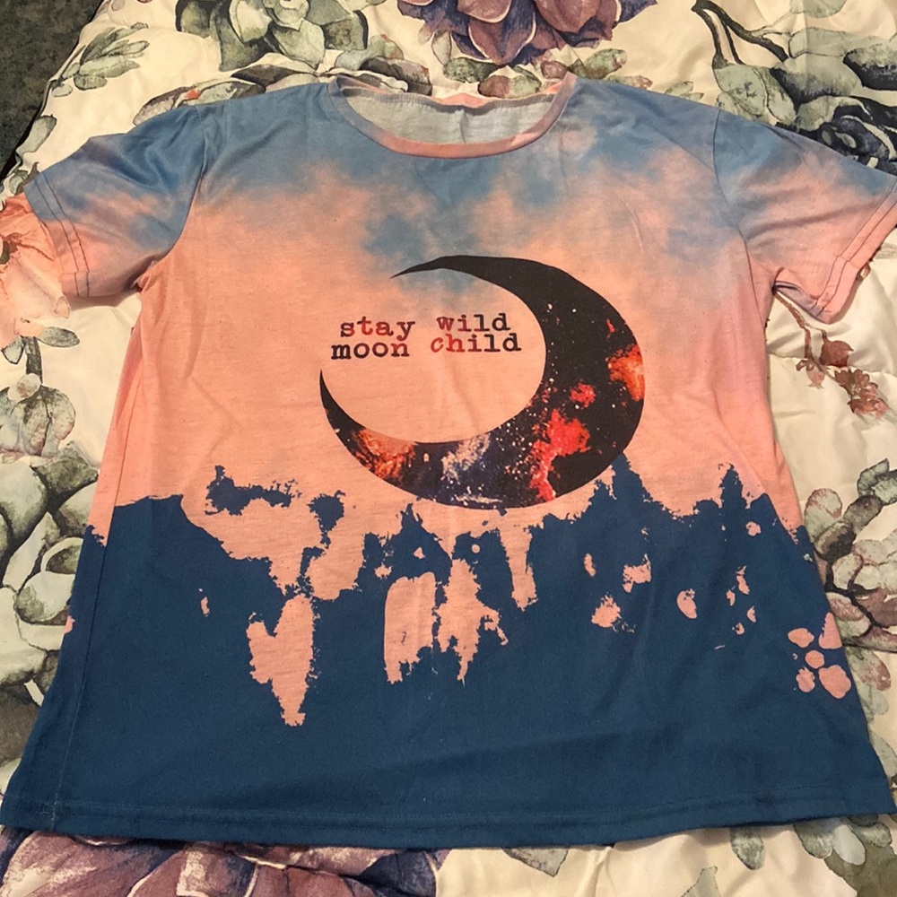 Large “stay wild, moon child” graphic t-shirt